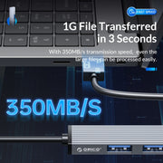 ORICO AH-A13 USB 3.0 x 1 + USB 2.0 x 3 to USB 3.0 HUB Adapter(Space Gray)