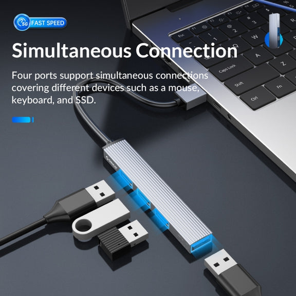 ORICO AH-A13 USB 3.0 x 1 + USB 2.0 x 3 to USB 3.0 HUB Adapter(Space Gray)