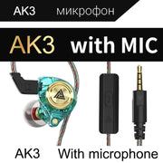 QKZ AK3 FiLe In-ear Subwoofer Wire-controlled Earphone with Mic(Cyan)