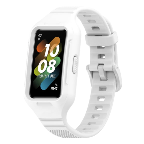 For Huawei Band 10 / 9 / 8 / 7 / 6 Universal Integrated Silicone Watch Band(White)