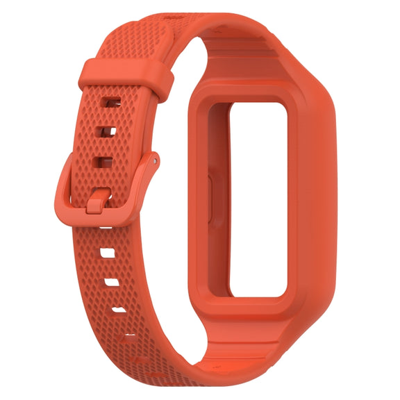 For Huawei Band 10 / 9 / 8 / 7 / 6 Universal Integrated Silicone Watch Band(Red Tea Orange)