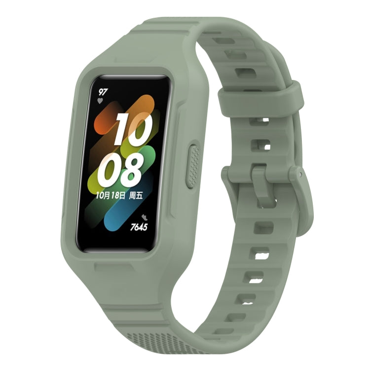 For Huawei Band 10 / 9 / 8 / 7 / 6 Universal Integrated Silicone Watch Band(Light Green)