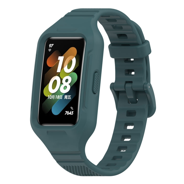 For Huawei Band 10 / 9 / 8 / 7 / 6 Universal Integrated Silicone Watch Band(Green)