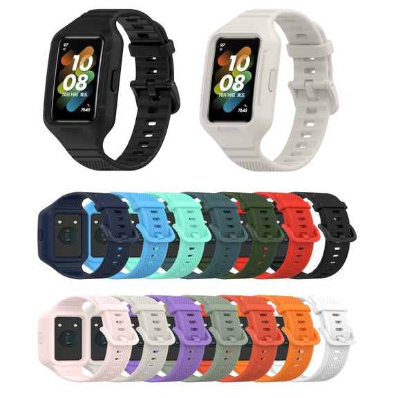 For Huawei Band 10 / 9 / 8 / 7 / 6 Universal Integrated Silicone Watch Band(Army Green)