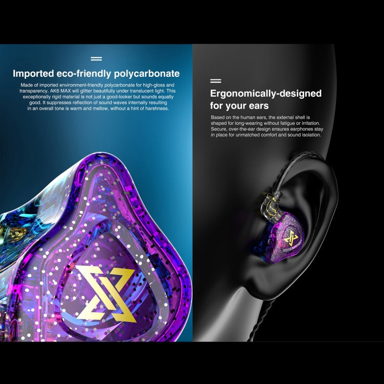QKZ AK6 MAX In-ear Dynamic Subwoofer Wire-controlled Earphone, Version:with Mic Version(Transparent White)