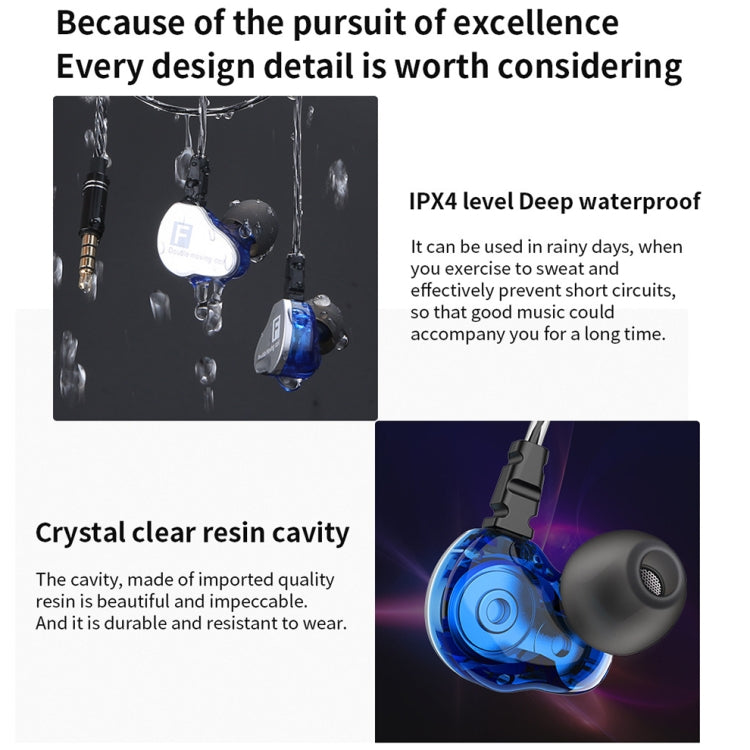 QKZ F910 In-Ear Subwoofer Dual Dynamic Earphone(Blue)