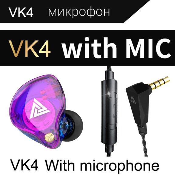 QKZ VK4 In-Ear Subwoofer HiFi Wire-controlled Earphone with Mic(Colorful Version)