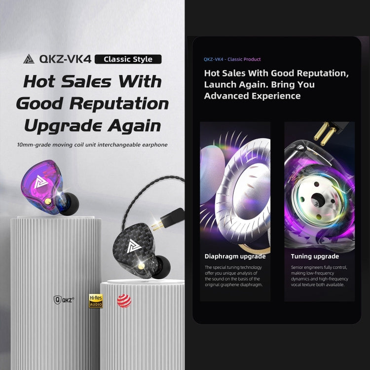 QKZ VK4 In-Ear Subwoofer HiFi Wire-controlled Earphone with Mic(Colorful Version)