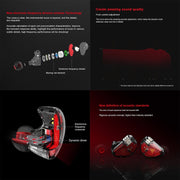 QKZ VK5 In-ear Dynamic Subwoofer Wire-controlled HiFi Sports Earphone with Mic(Black)
