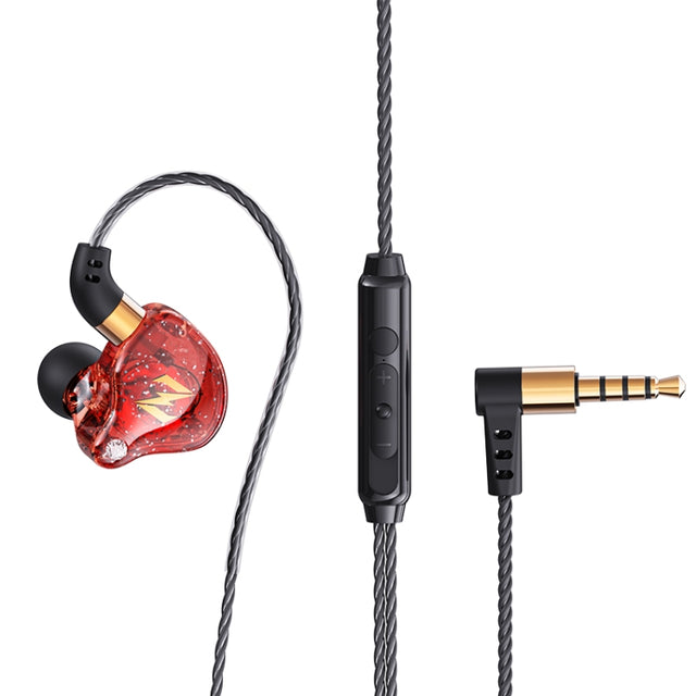 QKZ ZEN In-ear Subwoofer Wire-controlled Music Running Sports Earphone with Mic(Red)