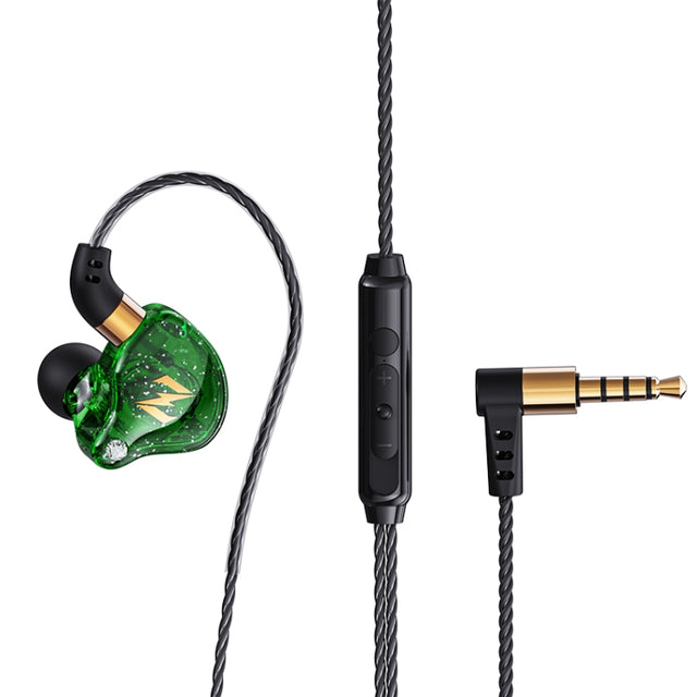 QKZ ZEN In-ear Subwoofer Wire-controlled Music Running Sports Earphone with Mic(Green)