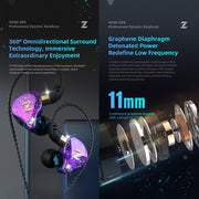 QKZ ZEN In-ear Subwoofer Wire-controlled Music Running Sports Earphone with Mic(Black)