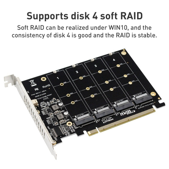 PH44 NVME 4 Disk Array Card PCI-E Signal Split Array Card