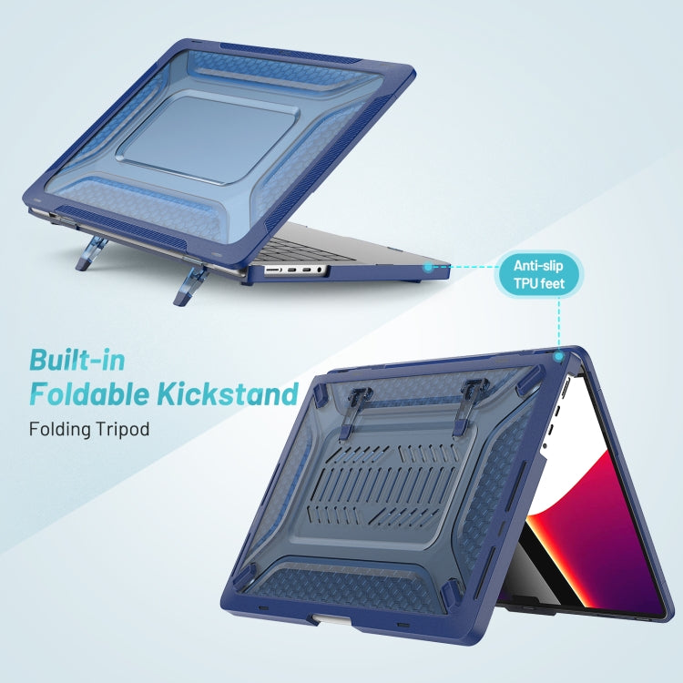PC + TPU Honeycomb Laptop Protective Case For MacBook Pro 14.2 inch A2442 2021(Sapphire Blue)
