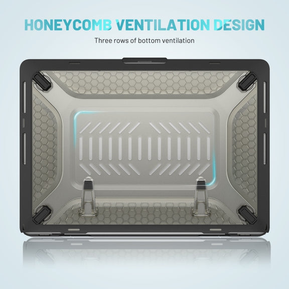 PC + TPU Honeycomb Laptop Protective Case For MacBook Pro 14.2 inch A2442 2021(Cool Black)