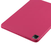 For iPad Pro 11 2022 / 2021 / 2020 3-fold Horizontal Flip Smart Leather Tablet Case with Sleep / Wake-up Function & Holder(Rose Red)