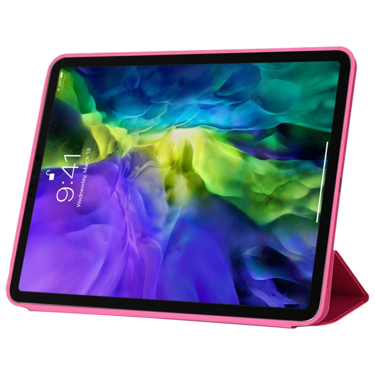 For iPad Pro 11 2022 / 2021 / 2020 3-fold Horizontal Flip Smart Leather Tablet Case with Sleep / Wake-up Function & Holder(Rose Red)