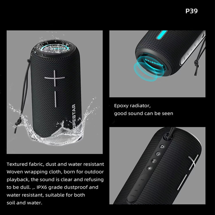 HOPESTAR P39 Outdoor Water-resistant RGB Light Wireless Bluetooth Speaker(Grey)