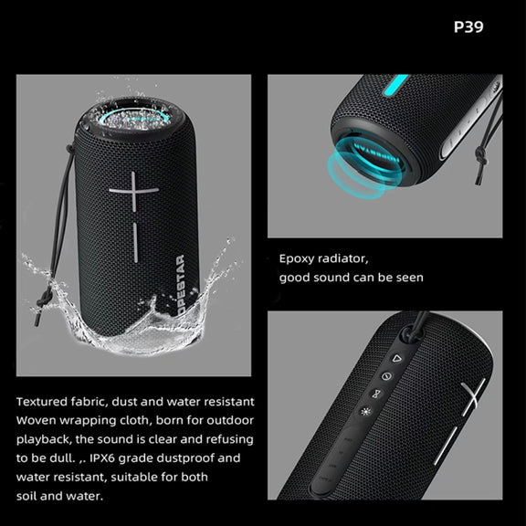 HOPESTAR P39 Outdoor Water-resistant RGB Light Wireless Bluetooth Speaker(Grey)