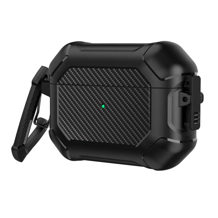 Carbon Brazing Dimension TPU+PC Headphone Protective Cover with Switch Lock & Carabiner For AirPods Pro(Black)