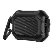 Carbon Brazing Dimension TPU+PC Headphone Protective Cover with Switch Lock & Carabiner For AirPods Pro(Black)