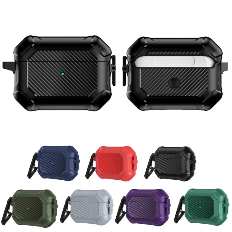 Carbon Brazing Dimension TPU+PC Headphone Protective Cover with Switch Lock & Carabiner For AirPods Pro(Black)