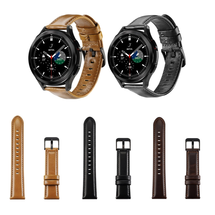 DUX DUCIS 20mm Genuine Leather Watch Band For Samsung Galaxy/Huawei/Honor Watch(Black) - 20mm Bands by DUX DUCIS
