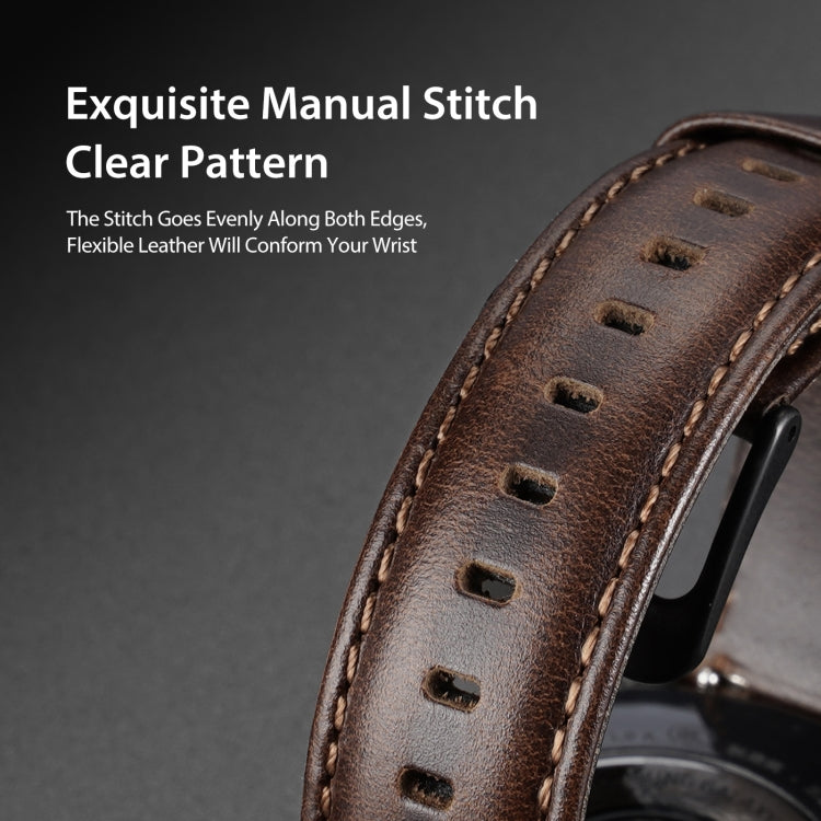 DUX DUCIS 20mm Genuine Leather Watch Band For Samsung Galaxy/Huawei/Honor Watch(Coffee) - 20mm Bands by DUX DUCIS