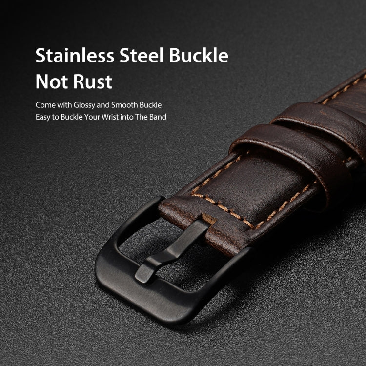 DUX DUCIS 20mm Genuine Leather Watch Band For Samsung Galaxy/Huawei/Honor Watch(Coffee) - 20mm Bands by DUX DUCIS