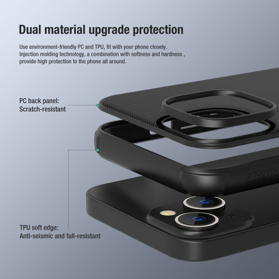 For iPhone 14 Plus NILLKIN Frosted Shield Pro PC + TPU Phone Case (Black)