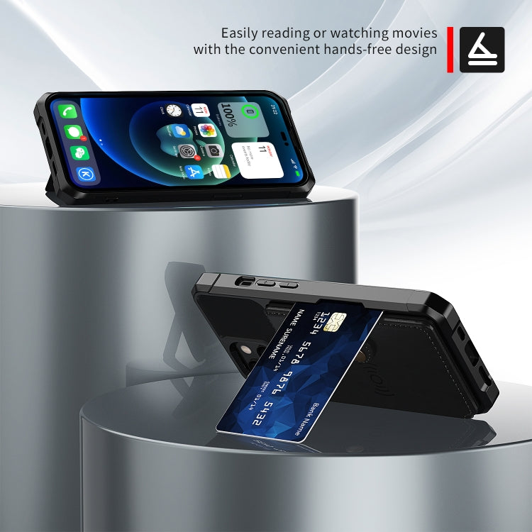 For iPhone 14 Plus Magnetic Wallet Card Bag Leather Phone Case (Black)