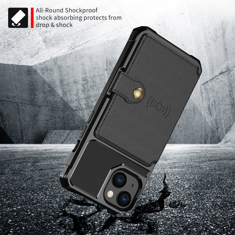 For iPhone 14 Plus Magnetic Wallet Card Bag Leather Phone Case (Black)