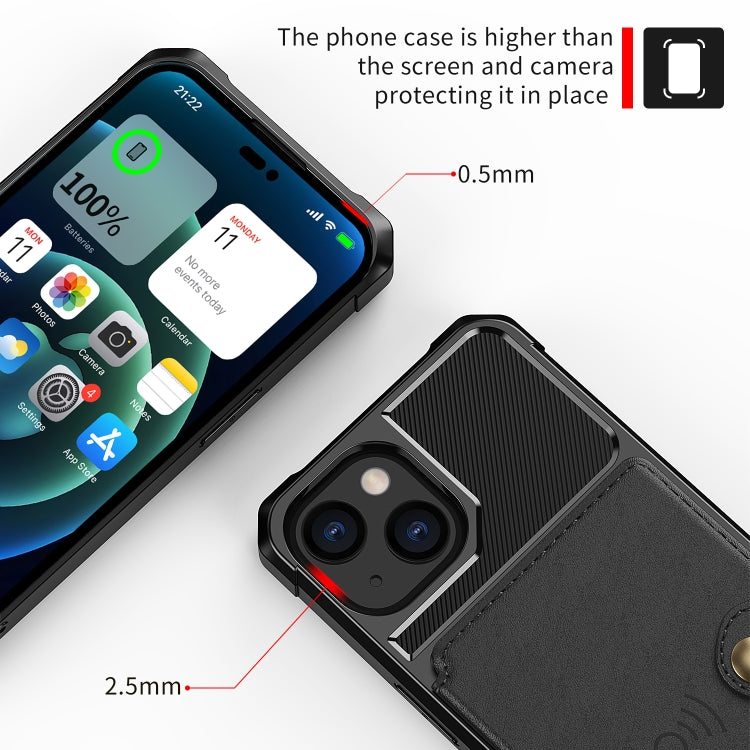For iPhone 14 Plus Magnetic Wallet Card Bag Leather Phone Case (Black)