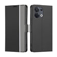 For OPPO Reno 8 5G Twill Texture Side Button Leather Phone Case(Black) - OPPO Cases by PMC TechLife | Online Shopping South Africa | PMC TechLife