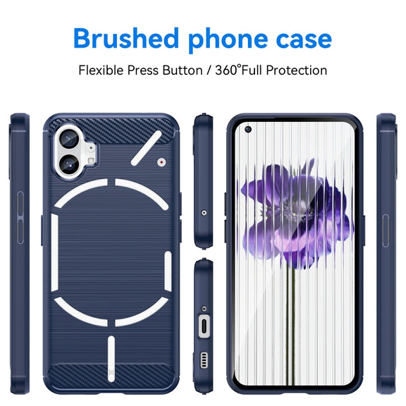 For Nothing Phone 1 Brushed Texture Carbon Fiber TPU Phone Case(Blue)