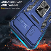 For Samsung Galaxy A12 5G/4G / M12 / F12 Armor PC + TPU Camera Shield Phone Case(Navy Blue)