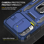 For Samsung Galaxy A12 5G/4G / M12 / F12 Armor PC + TPU Camera Shield Phone Case(Navy Blue)