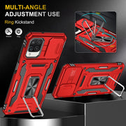 For Samsung Galaxy A12 5G/4G / M12 / F12 Armor PC + TPU Camera Shield Phone Case(Red)