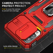 For Samsung Galaxy A12 5G/4G / M12 / F12 Armor PC + TPU Camera Shield Phone Case(Red)