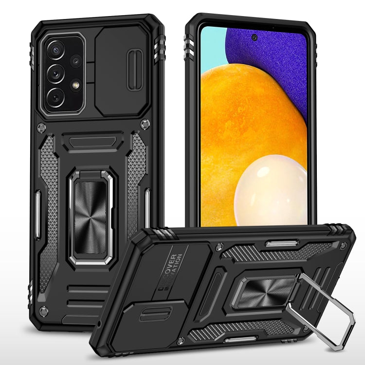 For Samsung Galaxy A52 5G/4G Armor PC + TPU Camera Shield Phone Case(Black)