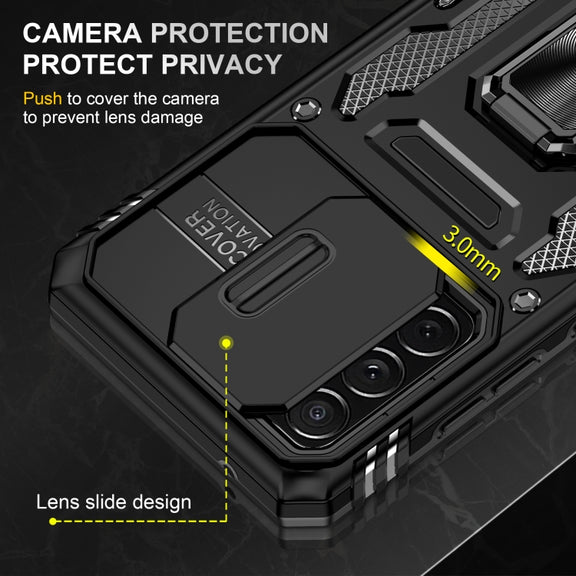 For Samsung Galaxy A52 5G/4G Armor PC + TPU Camera Shield Phone Case(Black)