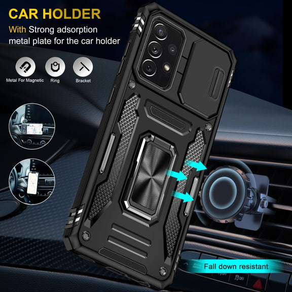 For Samsung Galaxy A52 5G/4G Armor PC + TPU Camera Shield Phone Case(Black)