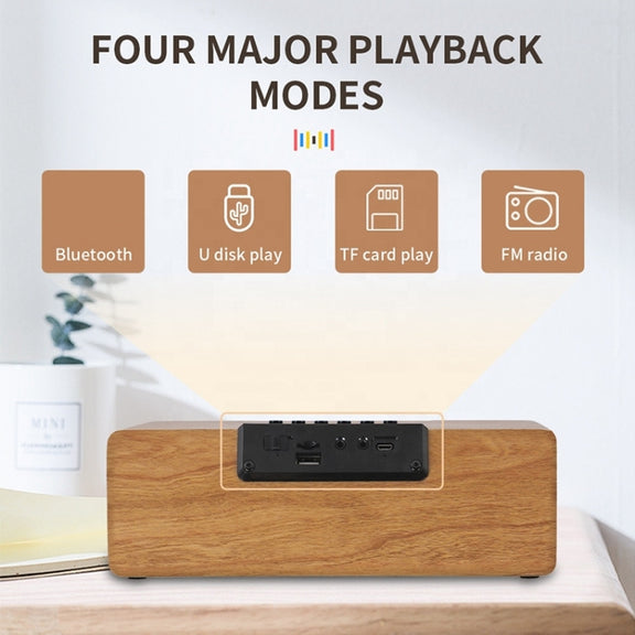 K1 Multifunctional Desktop Wooden Bluetooth Speaker Wireless Loudspeaker(Yellow)