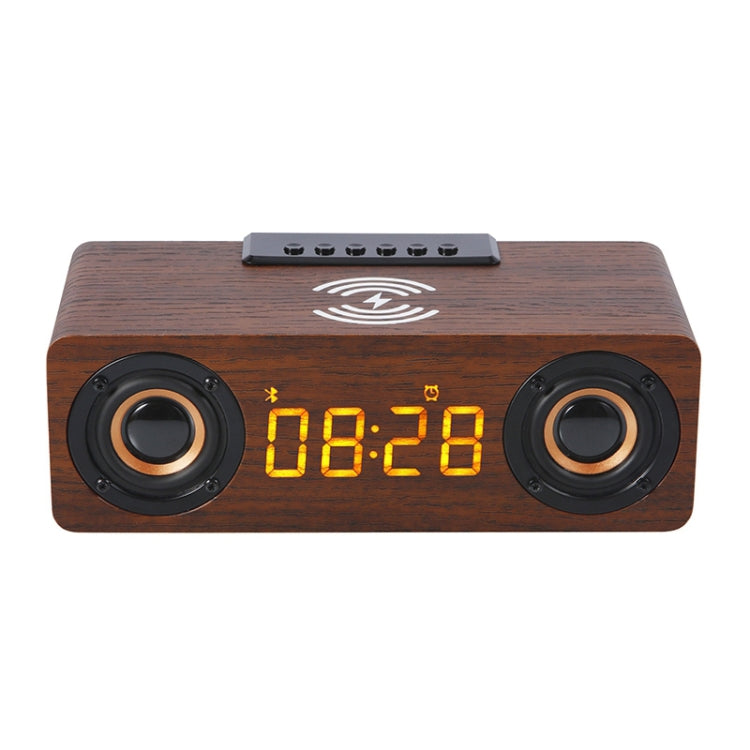 K1 Multifunctional Desktop Wooden Bluetooth Speaker Wireless Loudspeaker(Dark Brown)