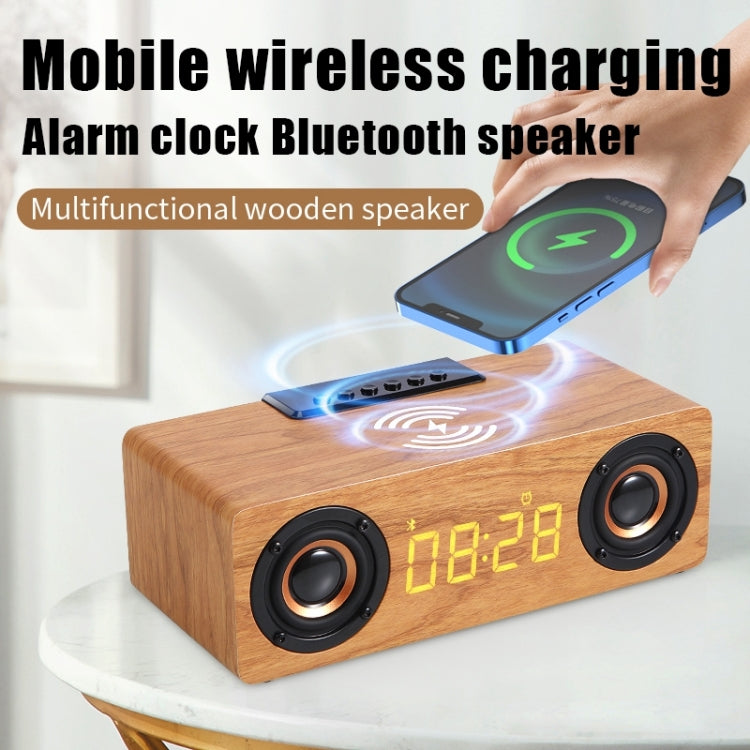 K1 Multifunctional Desktop Wooden Bluetooth Speaker Wireless Loudspeaker(Dark Brown)