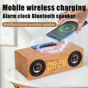 K1 Multifunctional Desktop Wooden Bluetooth Speaker Wireless Loudspeaker(Dark Brown)