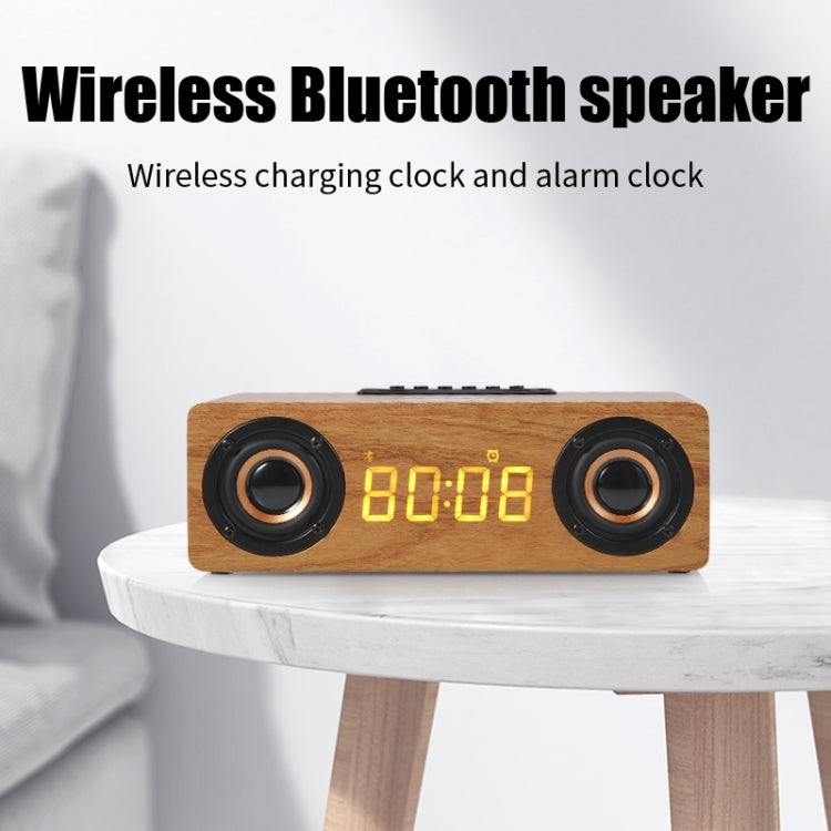 K1 Multifunctional Desktop Wooden Bluetooth Speaker Wireless Loudspeaker(Dark Brown)