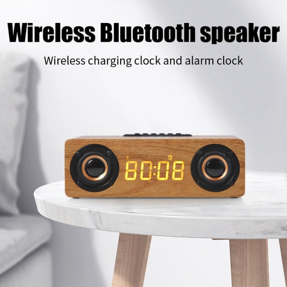K1 Multifunctional Desktop Wooden Bluetooth Speaker Wireless Loudspeaker(Dark Brown)