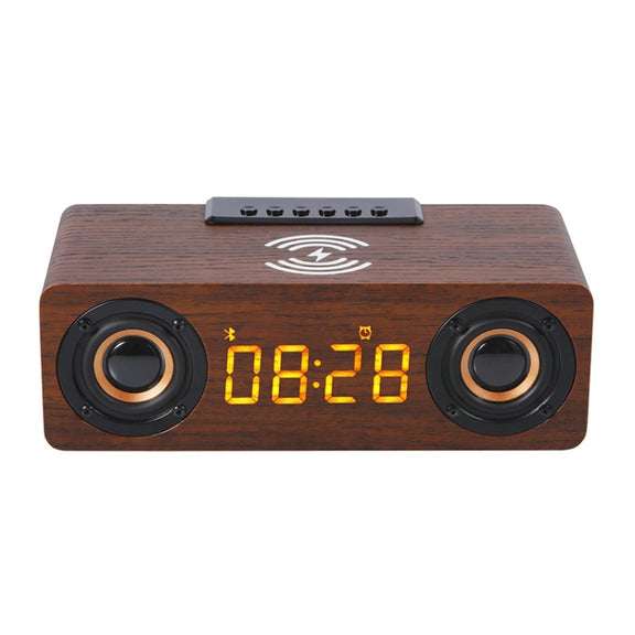 K1 Multifunctional Desktop Wooden Bluetooth Speaker Wireless Loudspeaker(Dark Brown)