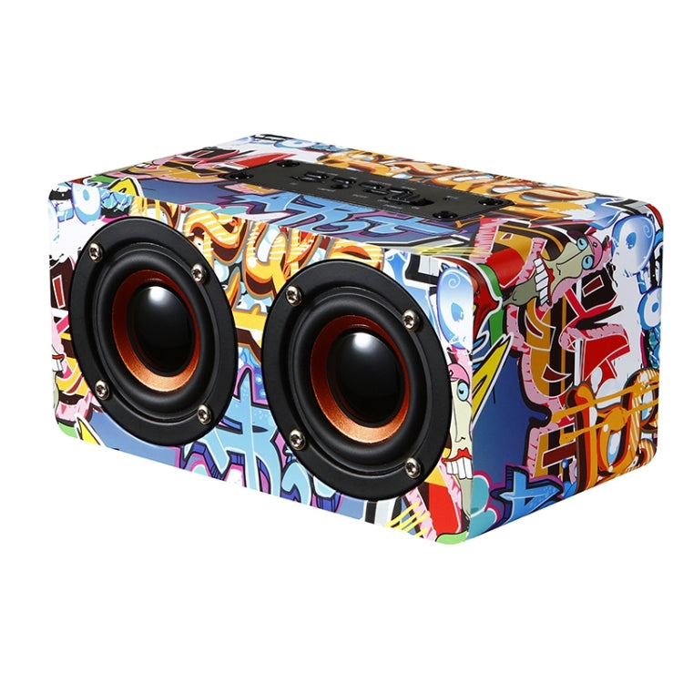 M5 Multifunctional Desktop Wooden Bluetooth Speaker Wireless Loudspeaker(Graffiti Color)